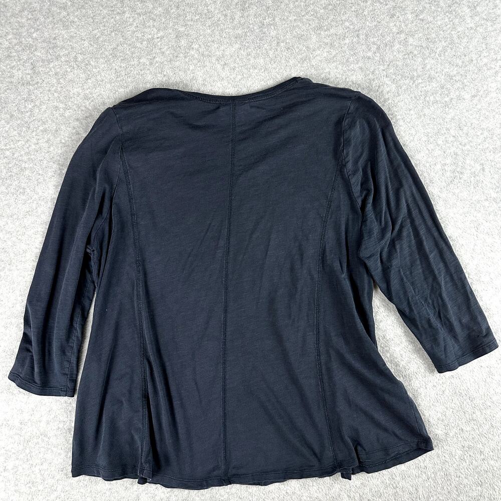 J. Jill Slub Knit Shirt Size L Black 3/4 Sleeve Casual A-Line Top Prima Cotton - Picture 2 of 12